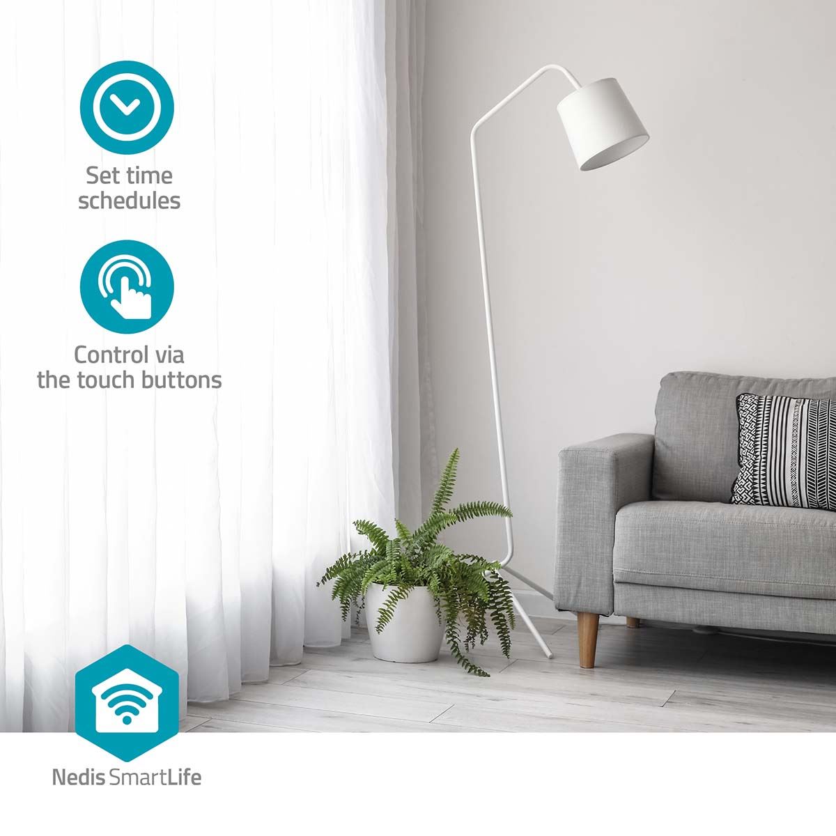 Nedis SmartLife Wall Switch | Curtain / Shutter / Sunshade | Wall Mount | 300 W | Android™ / IOS | Glass | White
