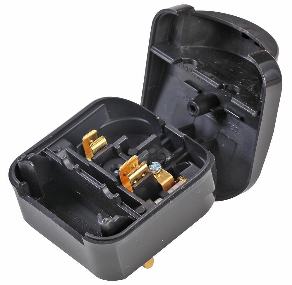 Euro Plug Converter 2 Pin Schuko SCP Plug to Fused 3 Pin UK Mains 10A Black