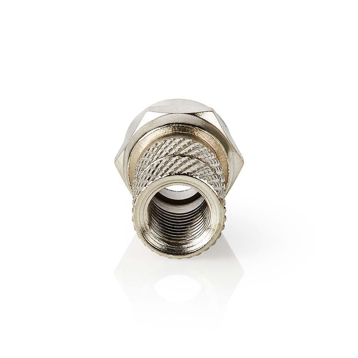 Nedis F-Connector | Straight | Male | Nickel Plated | 75 Ohm | Twist-on | Cable input diameter: 5.5 mm | Zinc Alloy | Silver | 5 pcs | Box