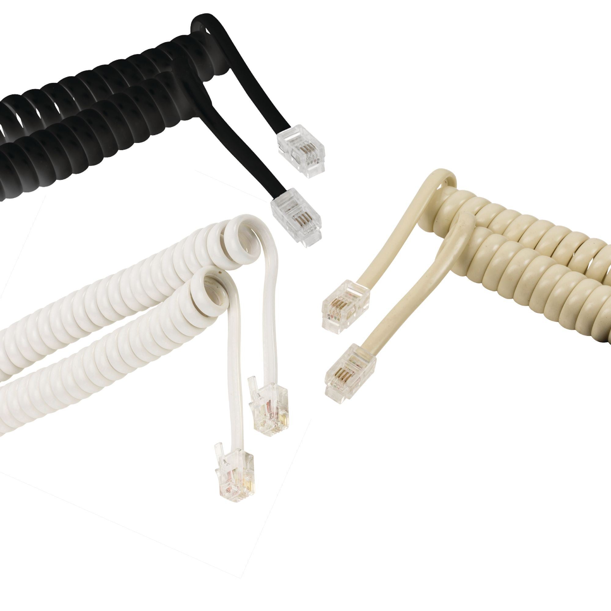 Ex-Pro 2m Coiled Telephone Handset Cord RJ10 - Black