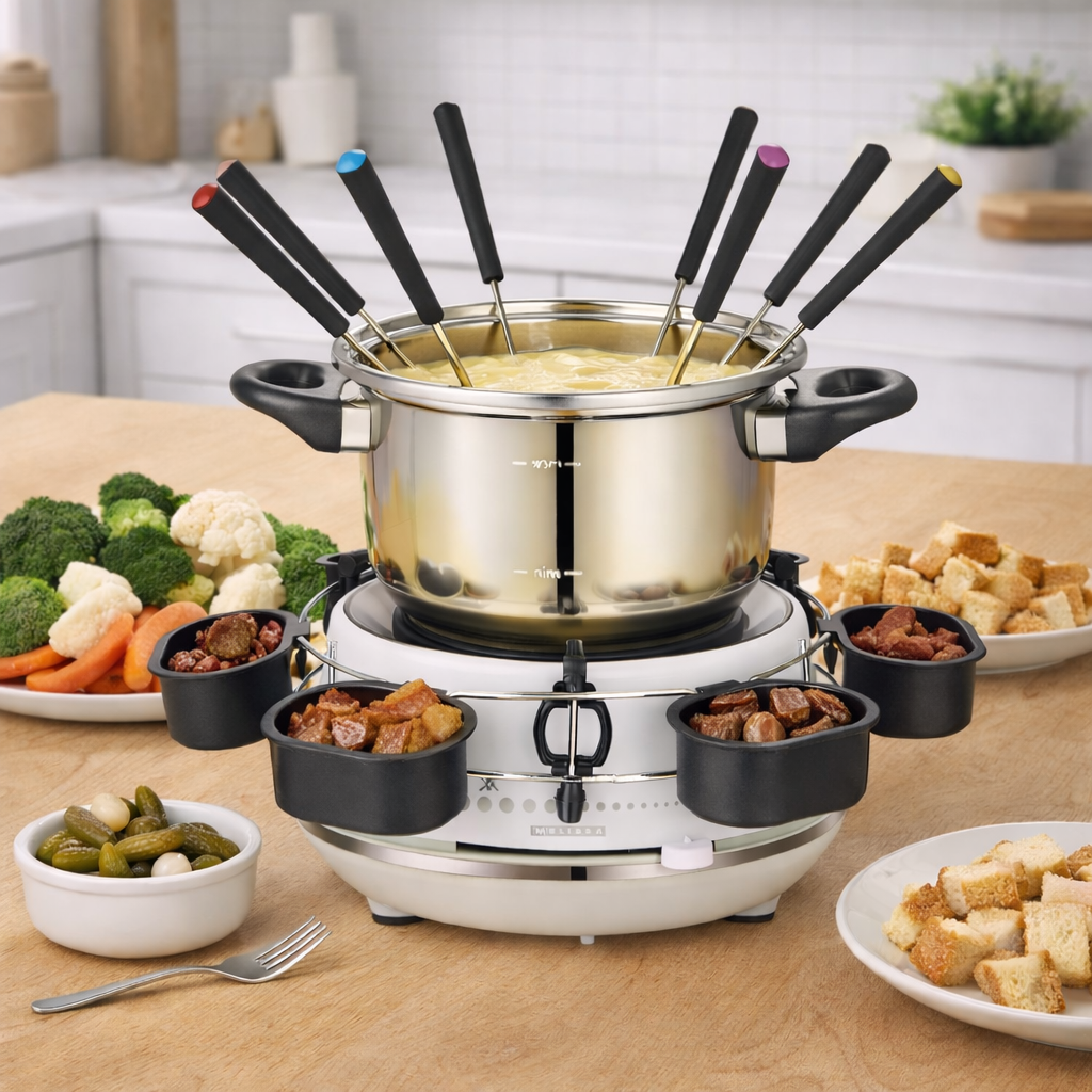 MELISSA 2L Electric Fondue Set with 8 Forks and Adjustable Temperature