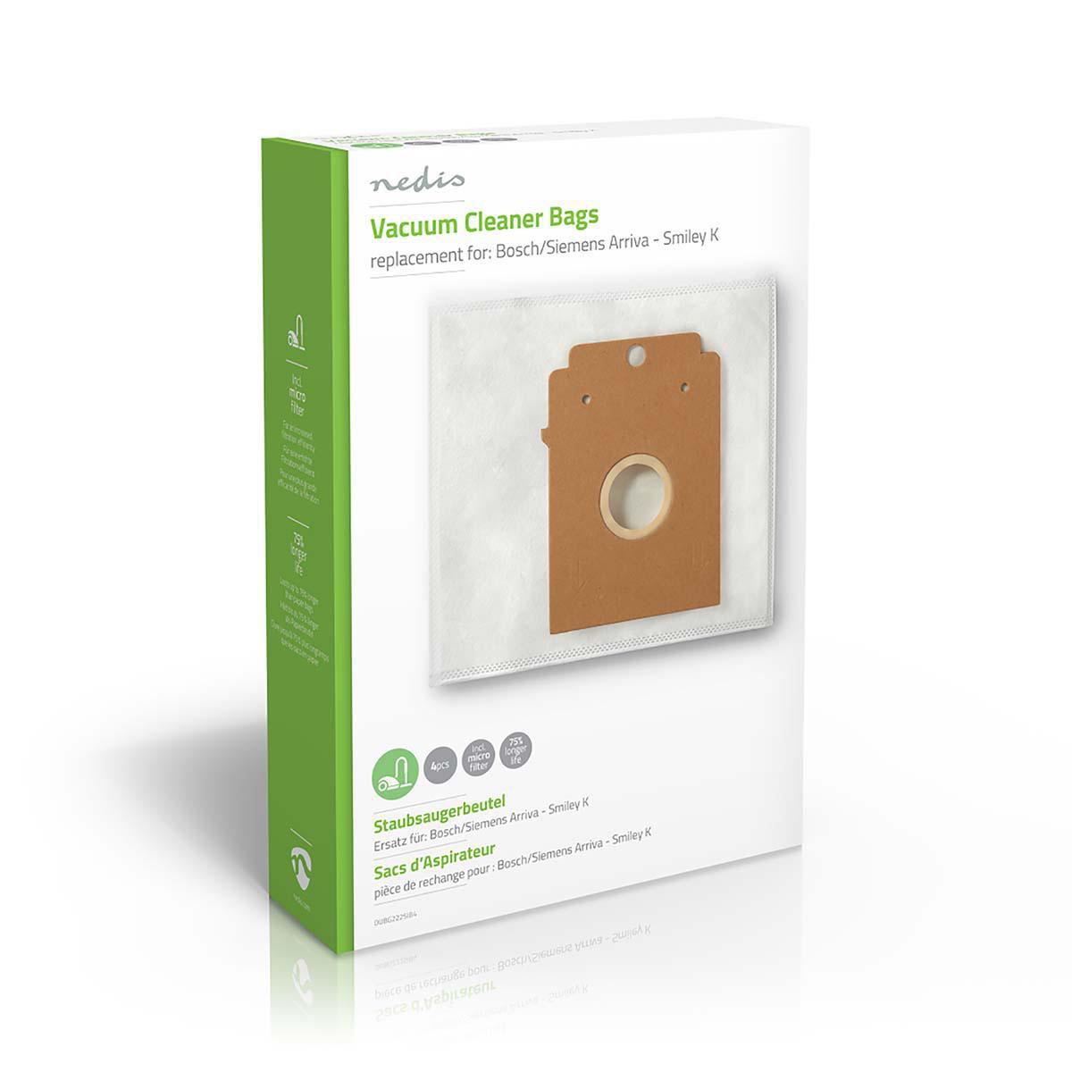 Nedis Vacuum Cleaner Bag | 4 pcs | Synthetic | Most sold for: Bosch / Siemens | White