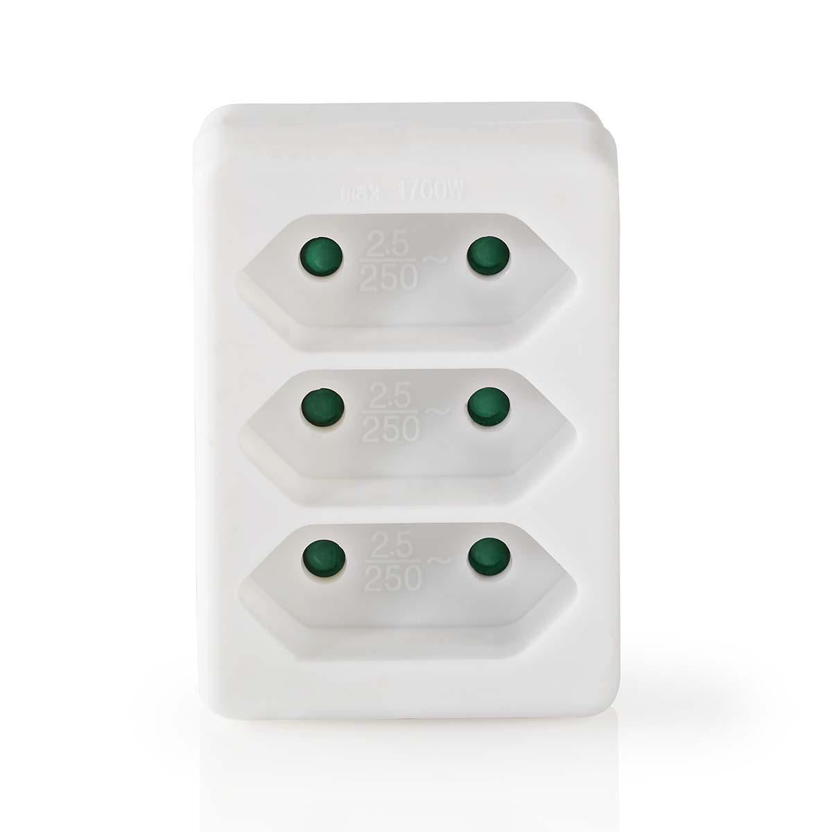 Nedis Power Socket Splitter | Type F (CEE 7/7) | 250 V AC 50 Hz | Type C (CEE 7/16) | 250 V AC 50/60 Hz | 2.5 A | 1700 W | White