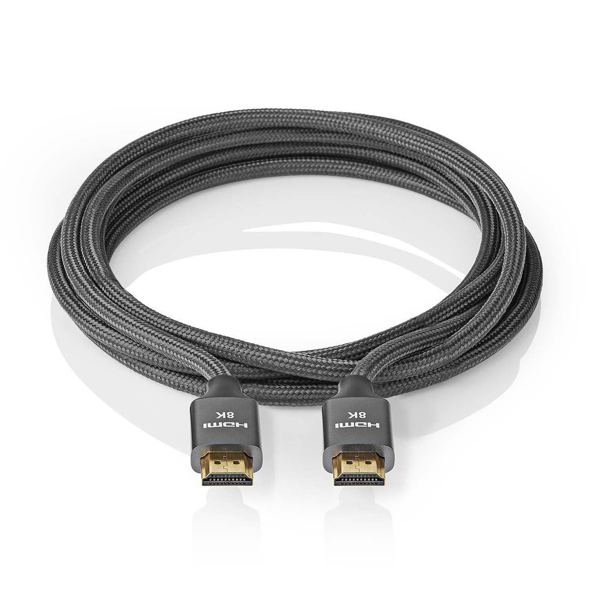Nedis Ultra High Speed HDMI™ Cable | HDMI™ Connector | HDMI™ Connector | 8K@60Hz | 48 Gbps | 2.00 m | Round | 6.3 mm | Gun Metal Grey | Cover Window Box