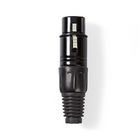 Nedis XLR 3 Pin Connector | Straight | Female | Nickel Plated | Soldering | Cable input diameter: 5.0 mm | Metal | Black | 1 pcs | Polybag