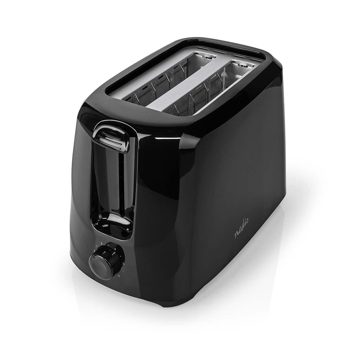 Nedis 2 Slice Bread Toaster 6 Browning Levels 600W Wide Slots Led Indicator