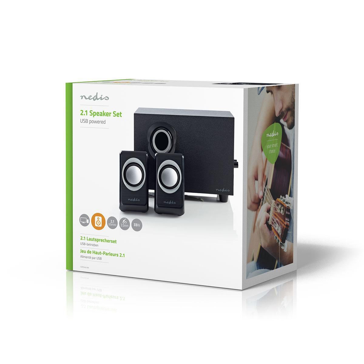 Nedis PC Speaker | 2.1 | 33 W | 3.5 mm Male | USB Powered | Volume control