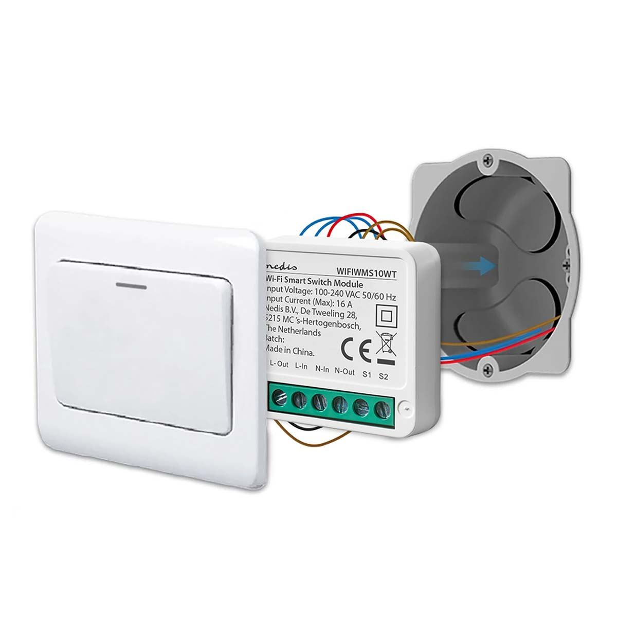 Nedis SmartLife Built-in Module | Switch | 3680 W | Terminal Connection | App available for: Android™ / IOS