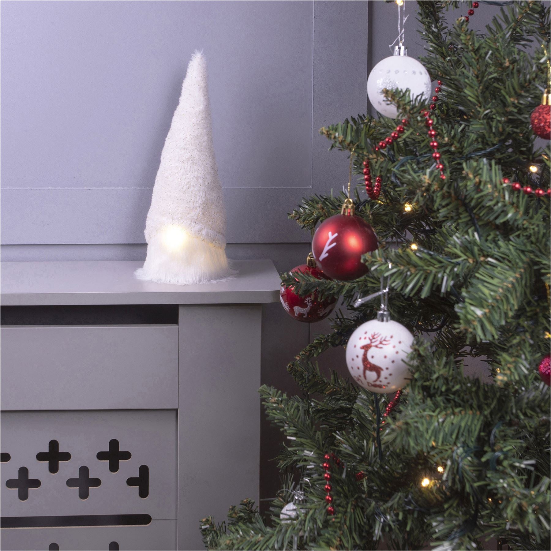 Christmas Light Up Gonk Nordic Style Xmas Decoration with LED Nose - Sammi 280x120x120mm