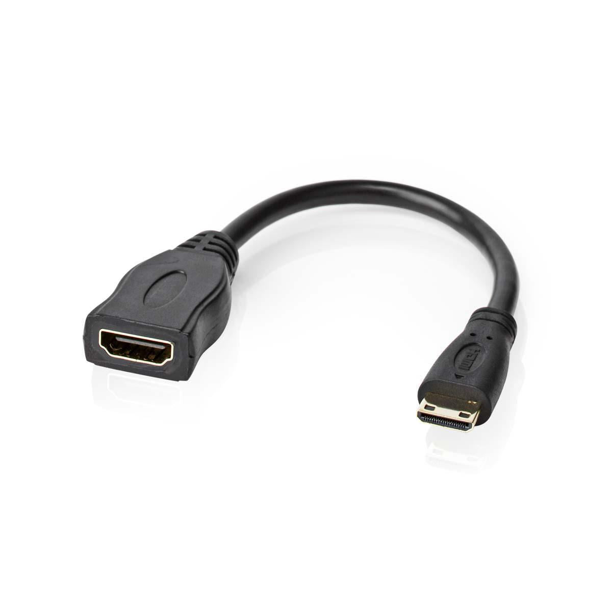 Nedis High Speed HDMI™ Cable with Ethernet | HDMI™ Mini Connector | HDMI™ Output | 4K@30Hz | 10.2 Gbps | 0.20 m | Round | PVC | Black | Envelope