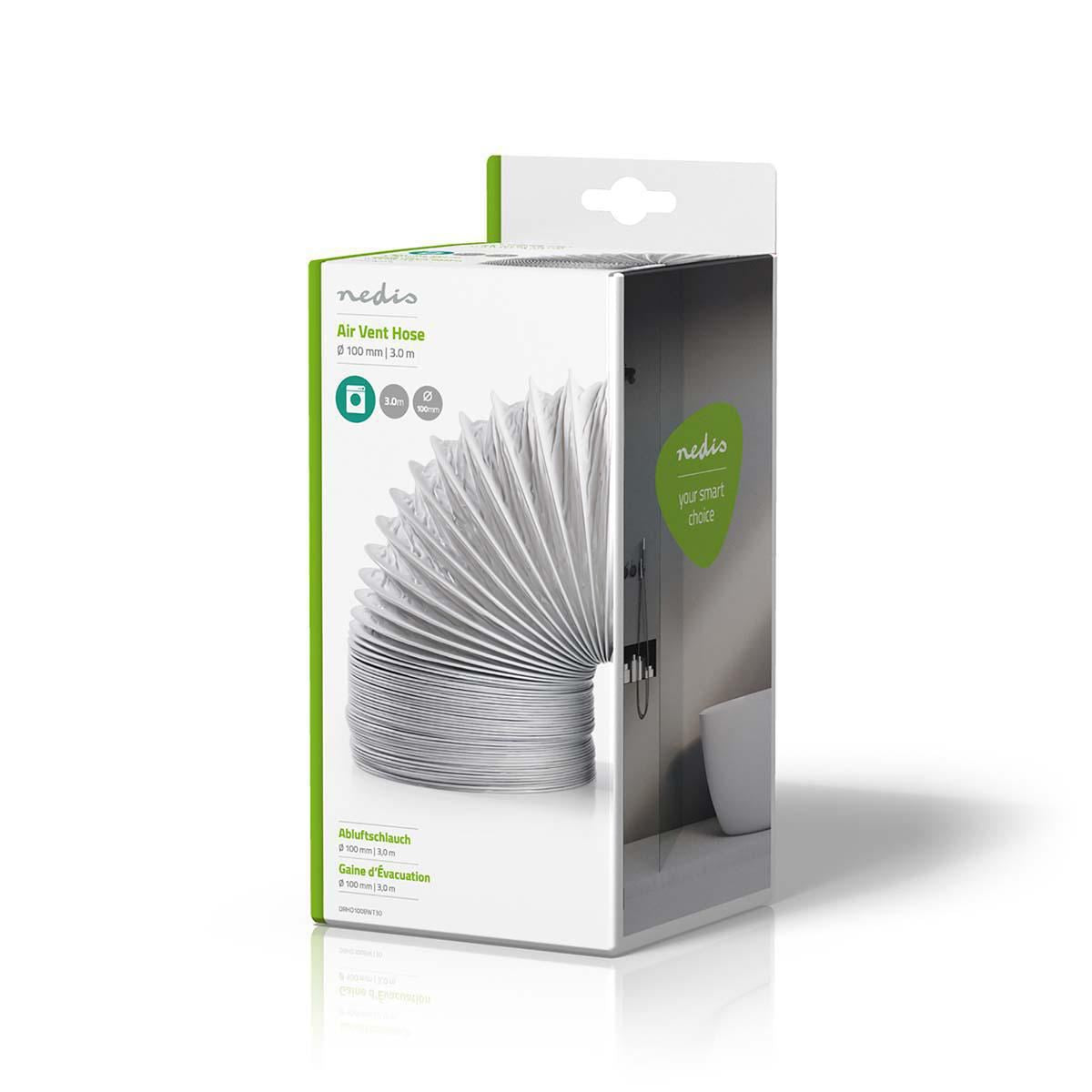 Nedis PVC Air Outlet Hose | 100 mm | 3.00 m | Suitable for: Air Ventilation / Tumble Dryers / Air Conditioners | White