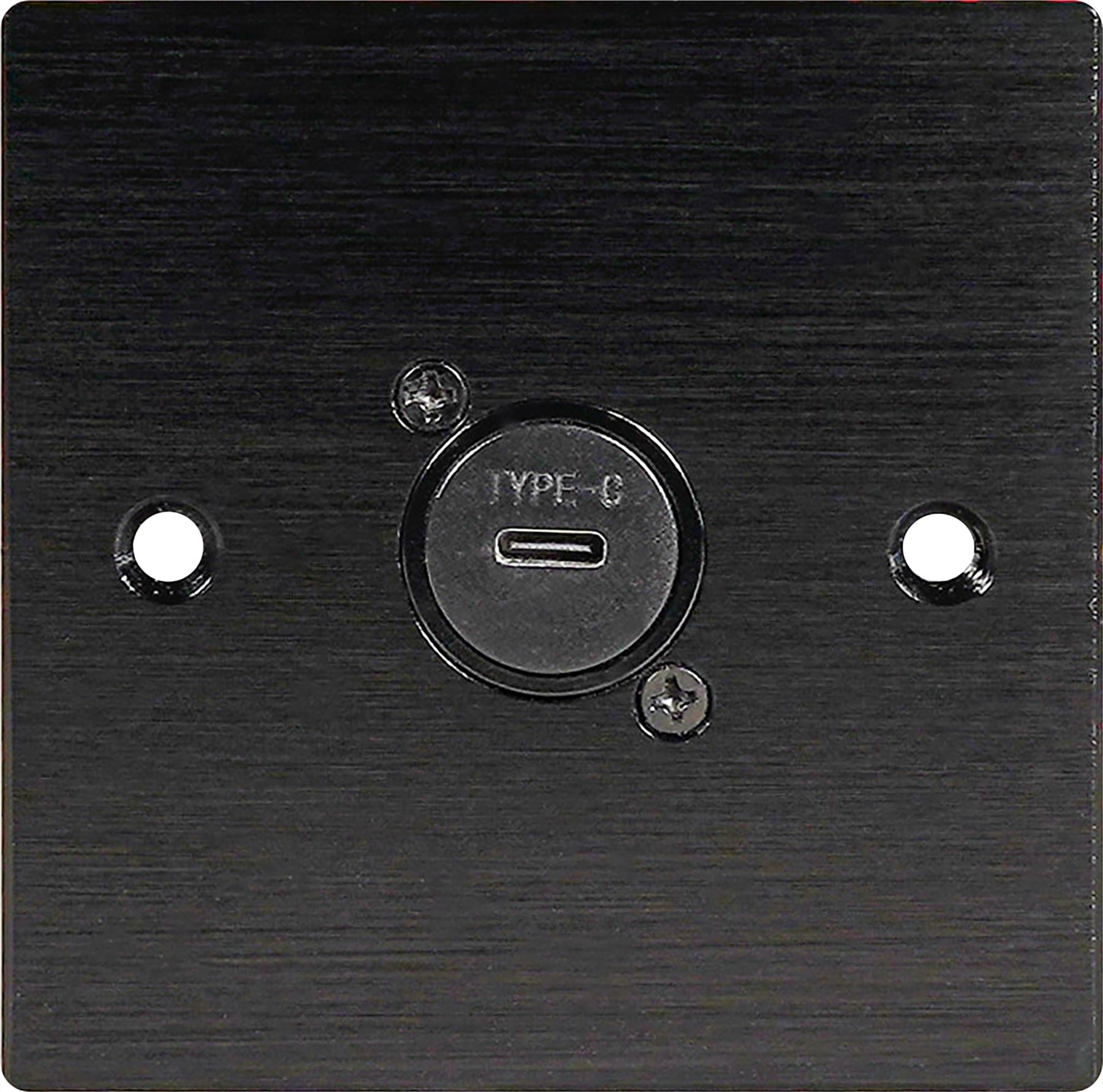 Black Wall Face Plate Electrical AV Slim Series 1 x USB C Socket Feedthrough Wall Plate Metal