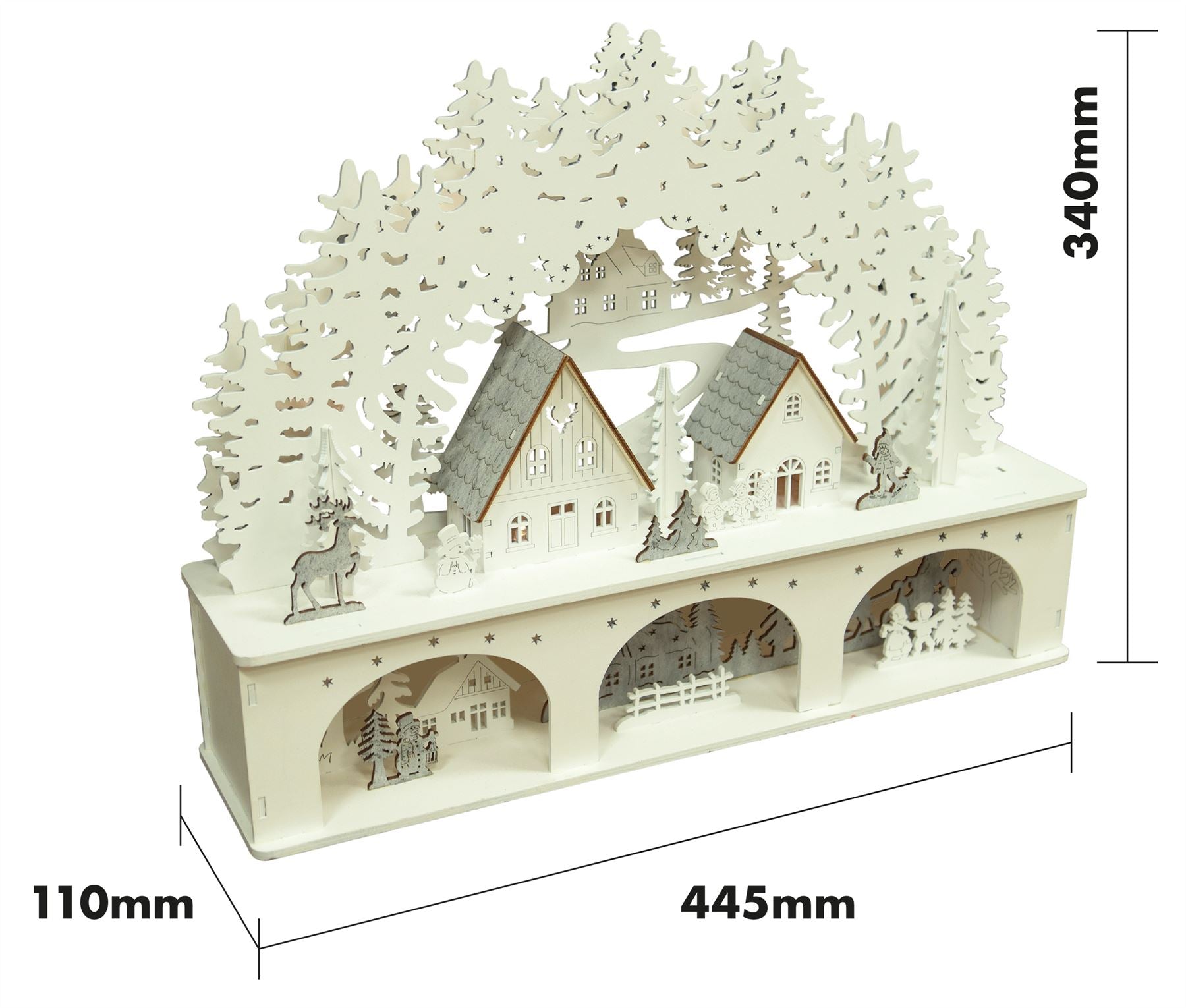 St Helens Christmas Battery Powered Wooden Light Up Festive Village Forest Scene Ornament
