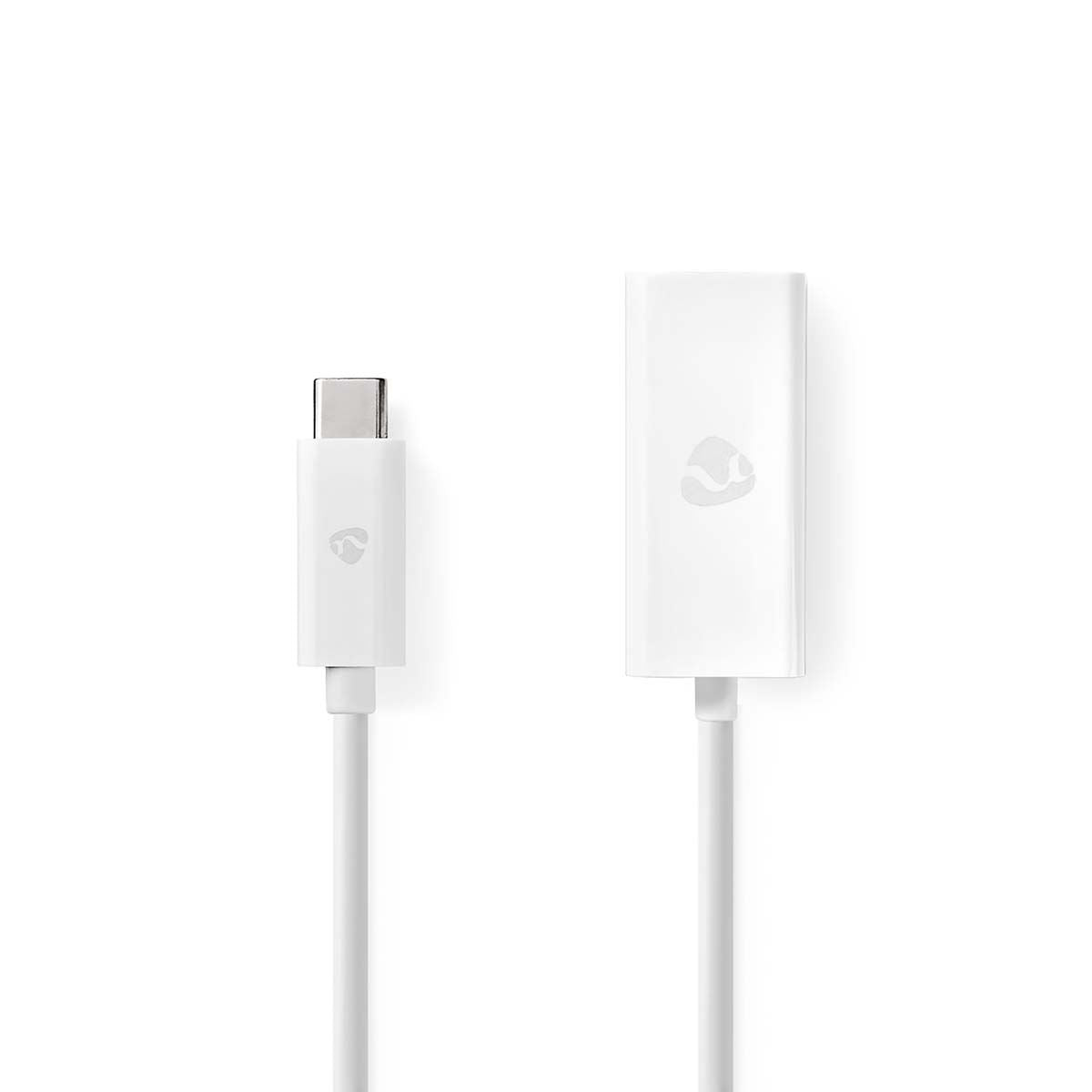 Nedis USB Network Adapter | USB 3.2 Gen 1 | 1000 Mbps | USB-C™ Male | RJ45 Female | 0.20 m | Round | Nickel Plated | Tinned Copper | White | Box