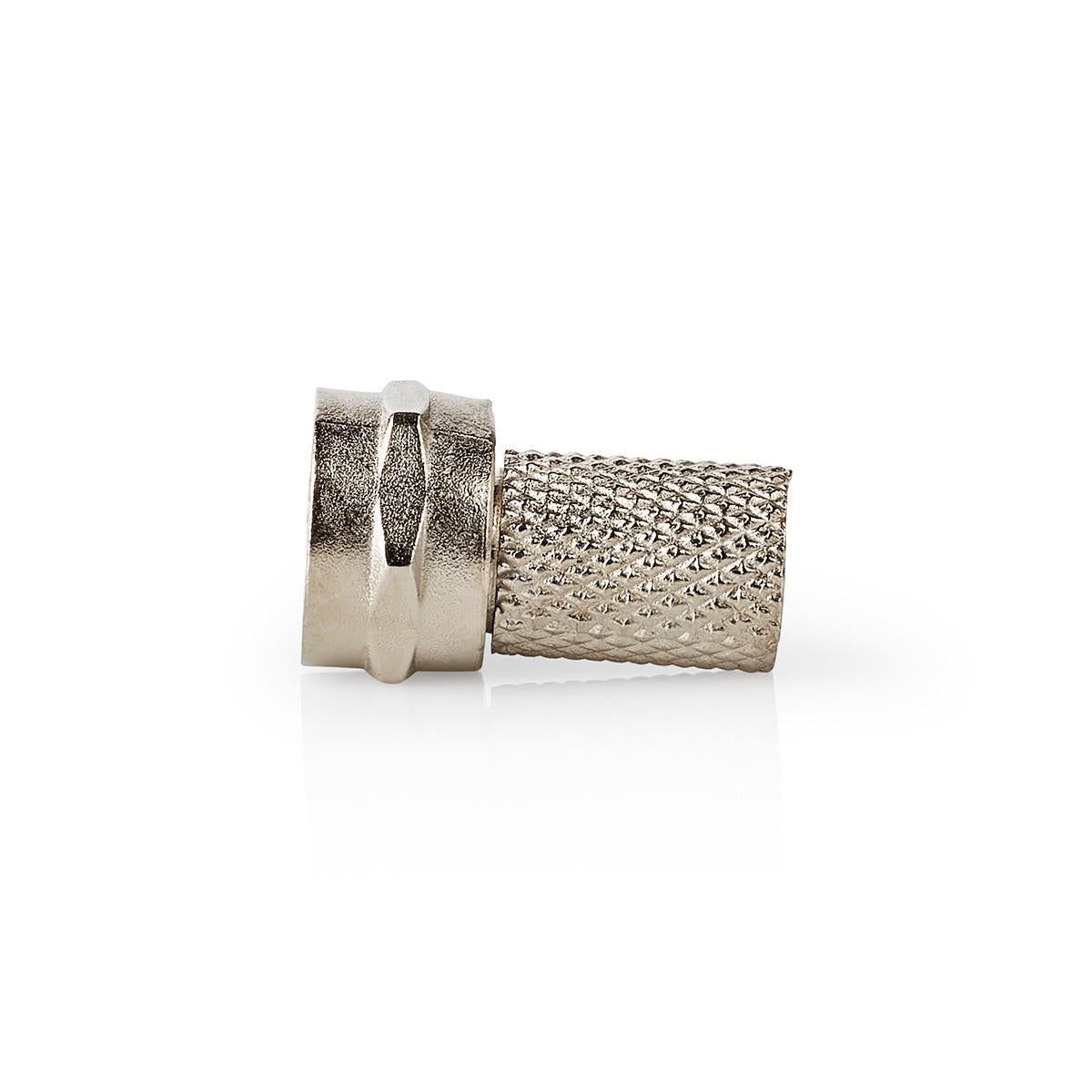 Nedis F-Connector | Straight | Male | Nickel Plated | 75 Ohm | Twist-on | Cable input diameter: 7.5 mm | Zinc Alloy | Silver