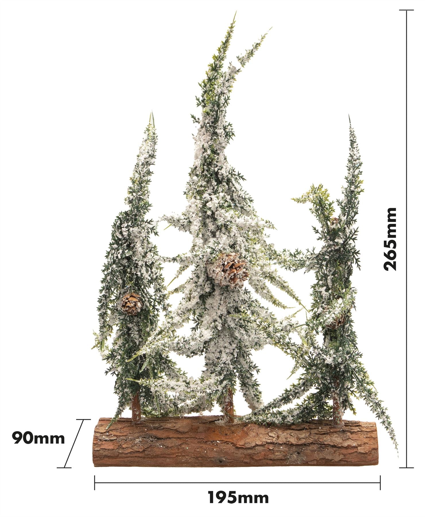 Decorative Snow Topped Effect Mini Christmas Tree Display on Log