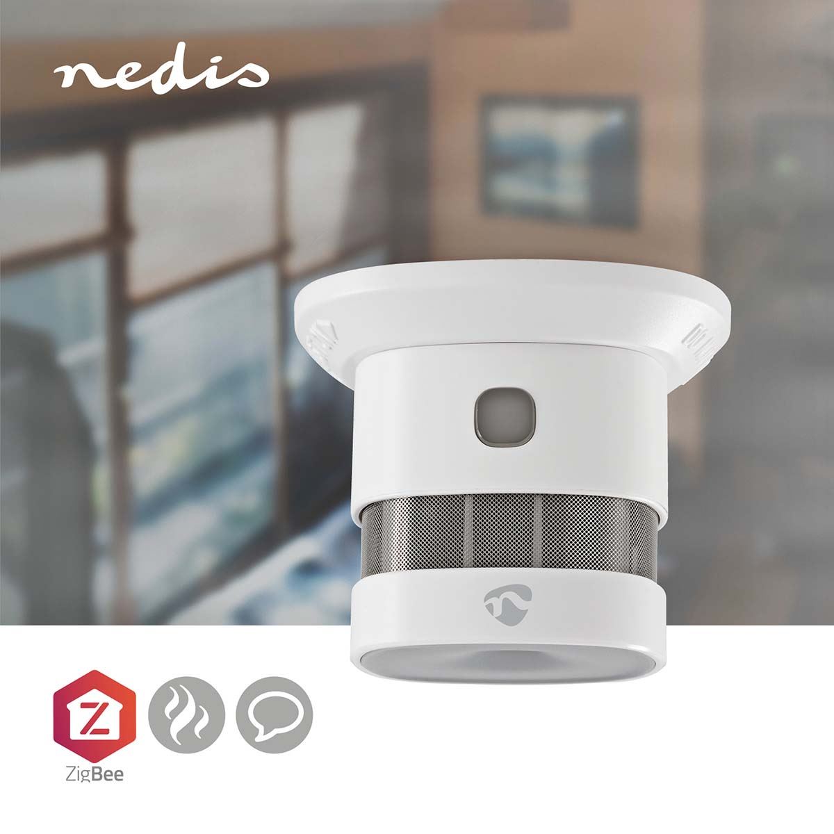 Nedis SmartLife/Tuya Smoke Detector | Zigbee 3.0 | Battery Powered | Sensor life cycle: 10 year | EN 14604 | Max. battery life: 60 Months | 85 dB | White | 1 Unit