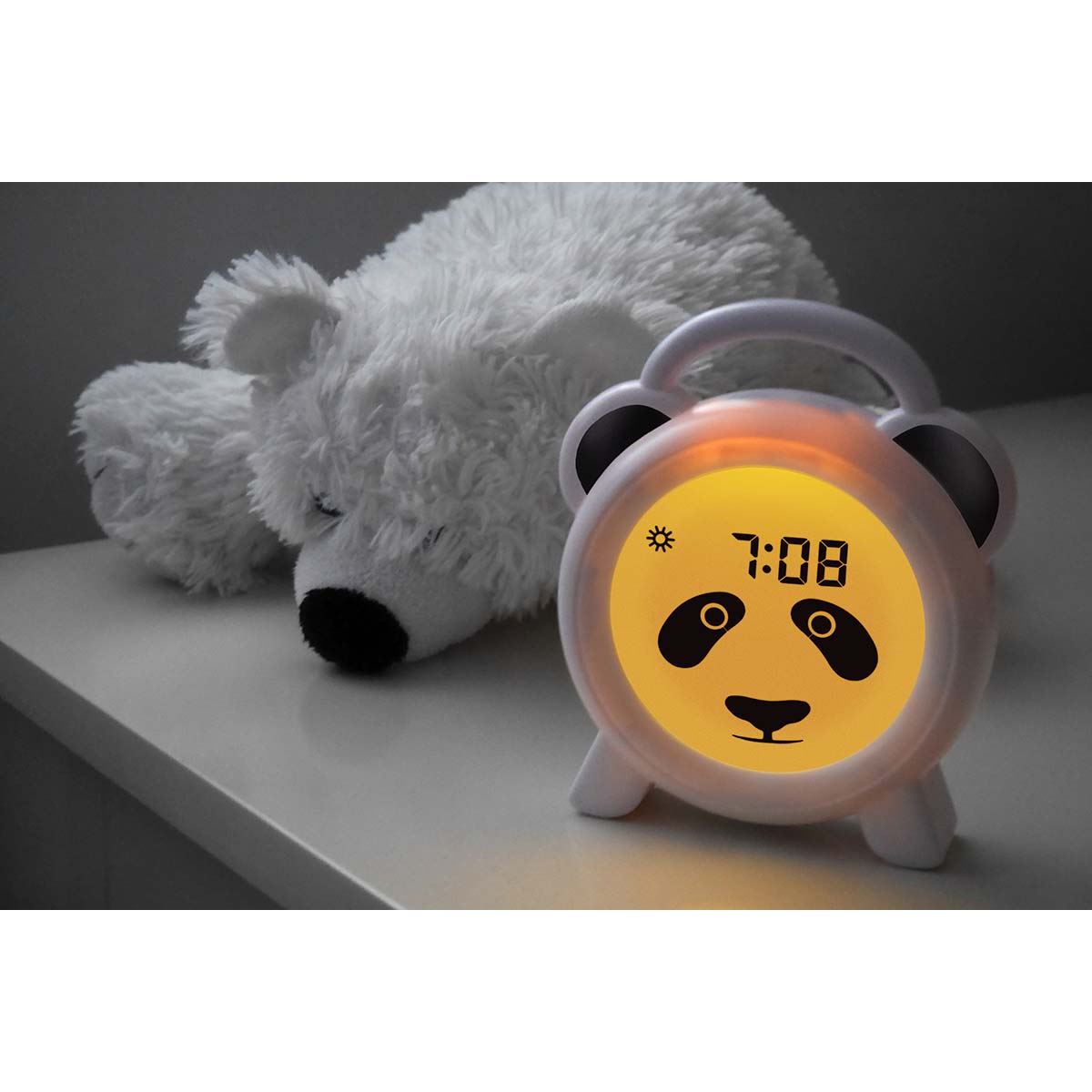 Alecto Childrens Sleep Trainer & Night Lamp Light / Alarm Clock Paula the Panda - White