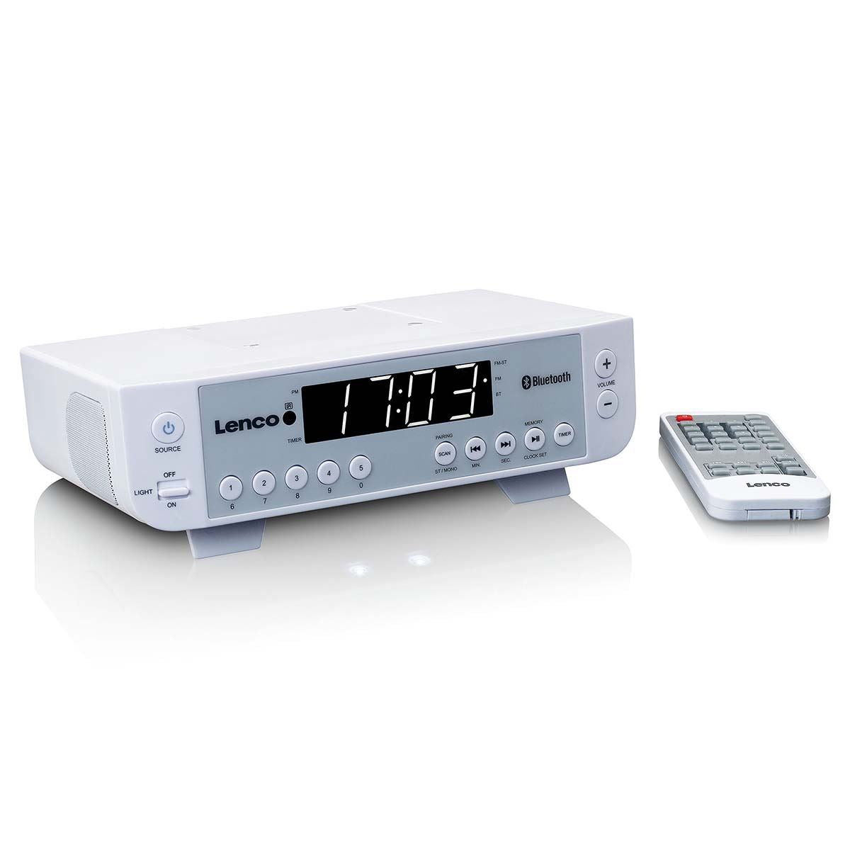 Lenco FM Kitchen Radio with Bluetooth® LED Lighting and Timer White