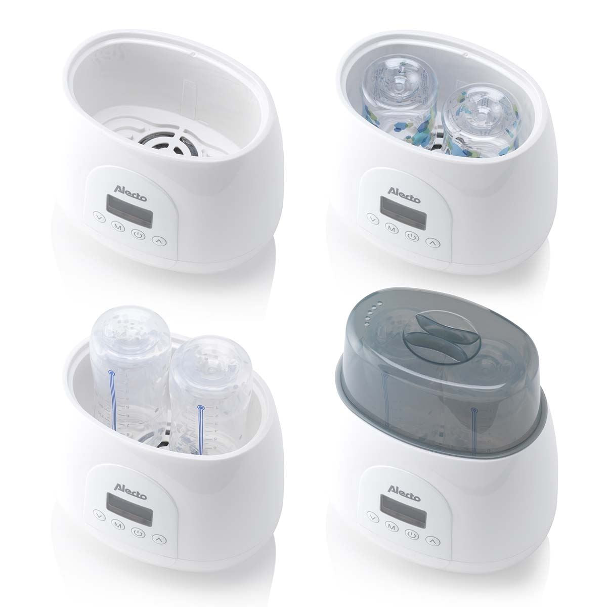Alecto 2 Bottle Warmer, Baby Double Bottle Sterilizer with Digital Display and Temperature Control in Minutes, Portable Mam Bottle Warmer for Breastmilk, Food, Formula for Travel and Home Use