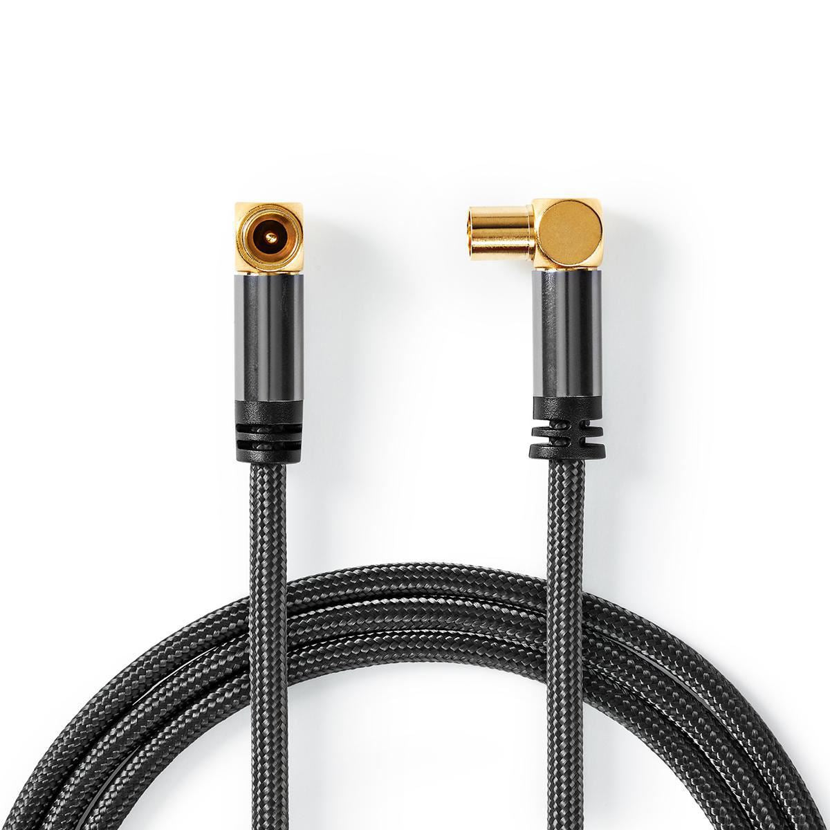 Nedis Coax Cable | IEC (Coax) Male | IEC (Coax) Female | Gold Plated | 75 Ohm | Quad Shielded | 5.00 m | Round | Cotton | Grey / Gun Metal Grey | Cover Window Box