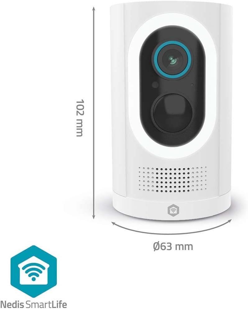 Nedis SmartLife Outdoor Camera | Spotlight | 3MP Full HD 1296p | IP65 | Max. battery life: 6 Months | Cloud Storage (optional) / microSD (not included) | 5 V DC | With motion sensor | Night vision | White