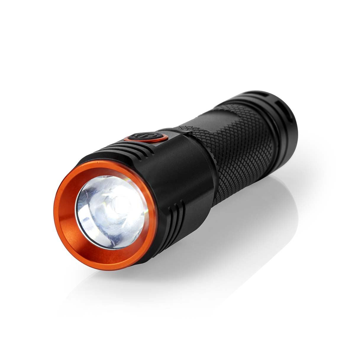 Nedis LED Torch Rechargeable, 20W Compact Flashlight with USB-C Charging, Practical Clip, IPX6 Water-Resistant, 2000 Lumen Beam up to 180m