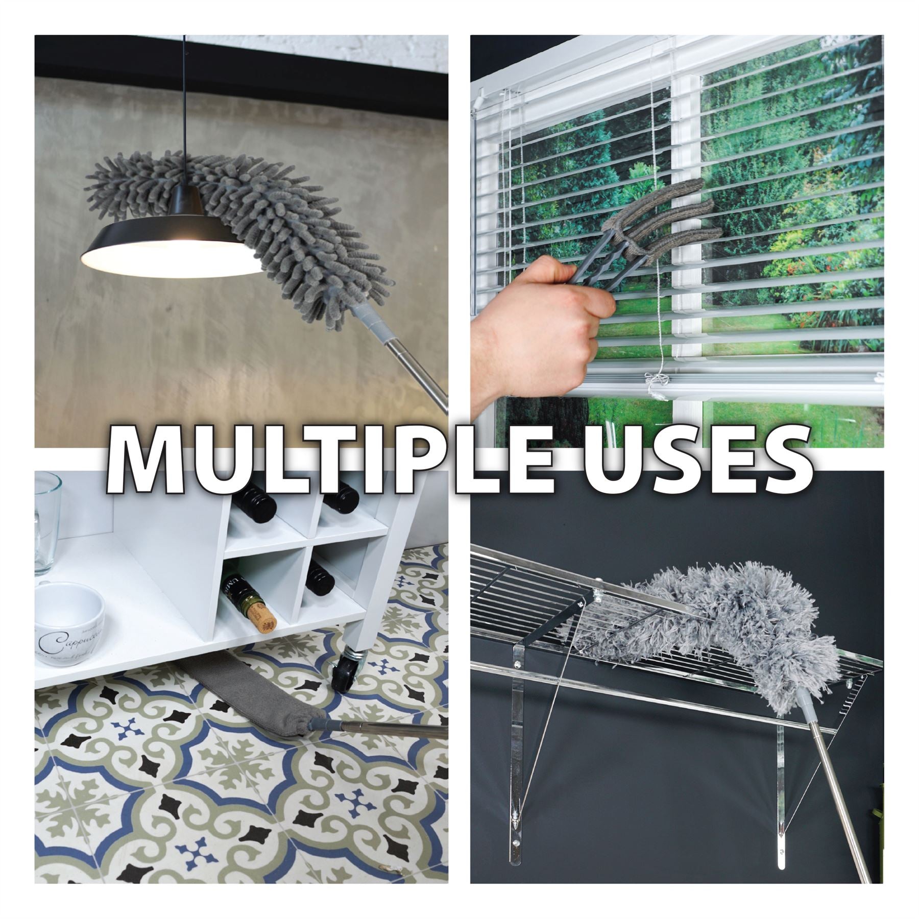 St Helens 5 piece Professional Duster Kit With Long Heads Extendable Telescopic Pole for Walls, Ceiling Fan, Radiators, Shelves, a...