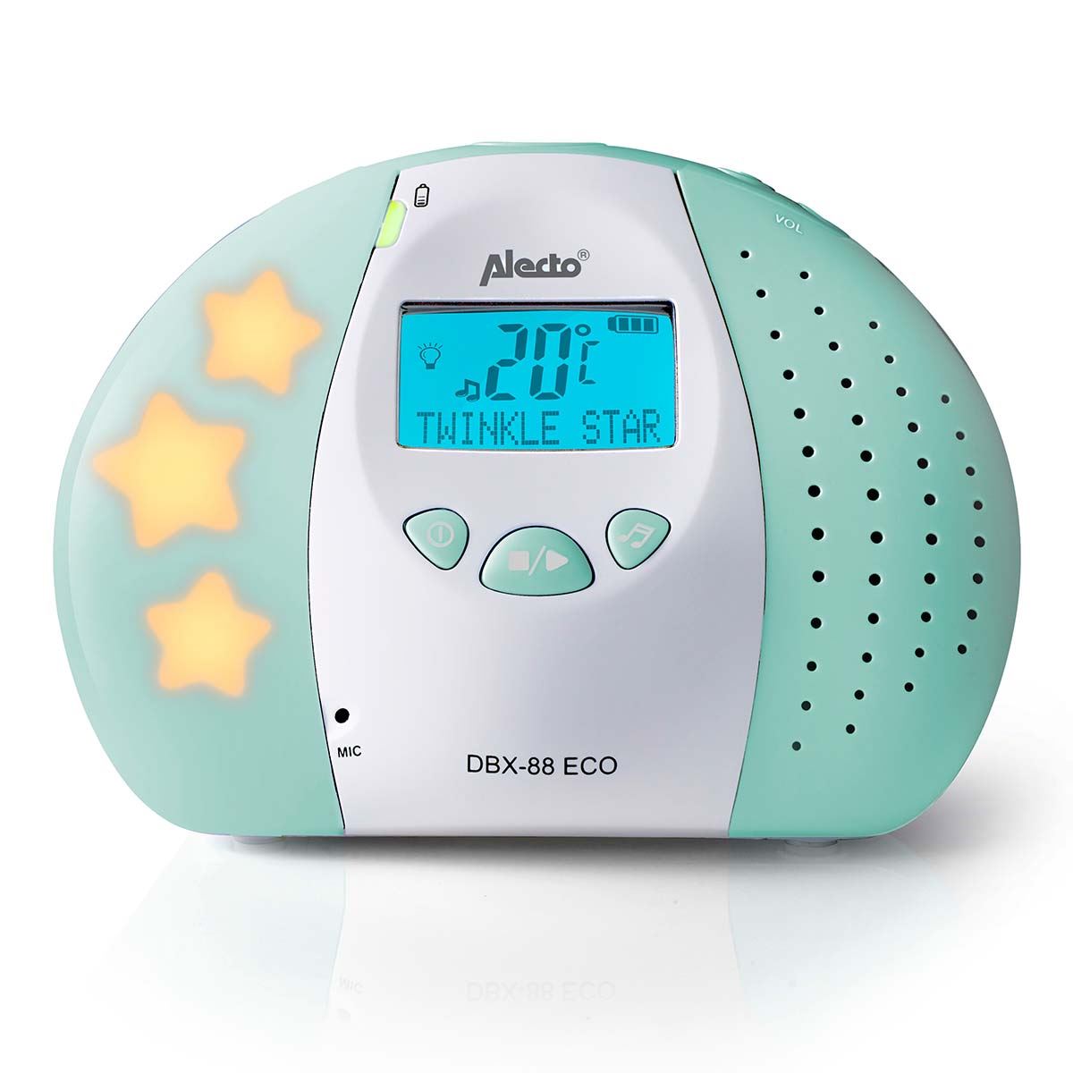 Alecto DBX88 Digital Audio Baby Monitor, Parent Unit with Rechargeable Battery, Long Range, Digital Transmission, Crystal-Clear Sound, lullaBY, Plug & Play, Sound Indicator & Alerts