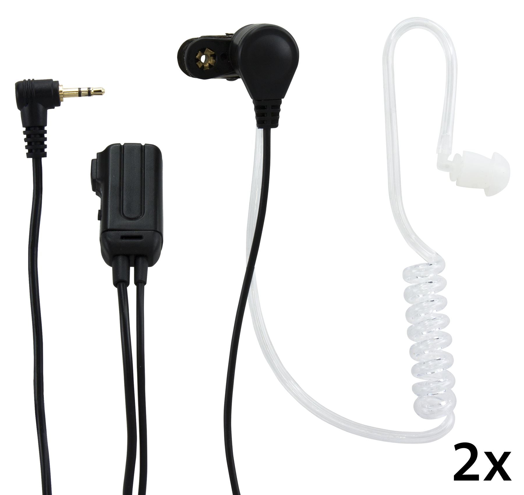 Alecto FRH-10 Airtube Two Headset for Two-Way Walkie-Talkie Handsets Radios - Black