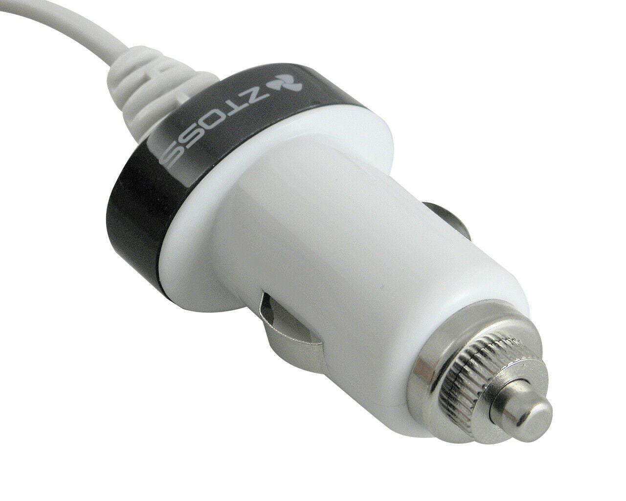 CLiPtec Black Micro B USB In-Car Cig AUX Charger with Coiled cable