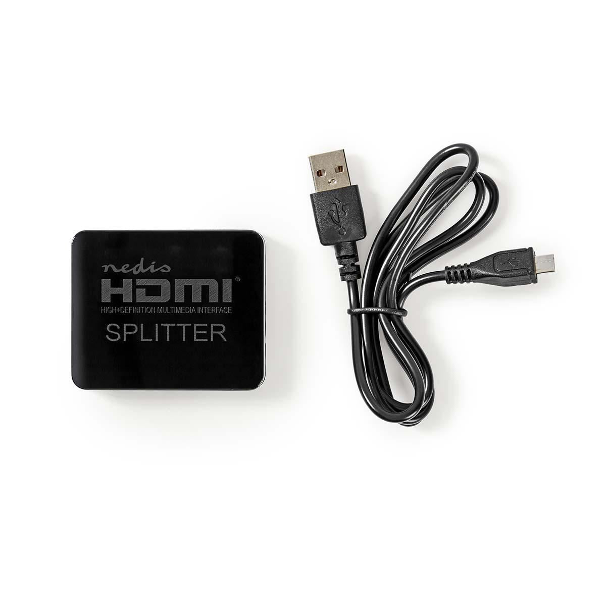 Nedis HDMI™ Splitter | 2 port(s) | HDMI™ Input | 2x HDMI™ Output | 4K@30Hz | 2.25 Gbps | ABS / PVC | Black