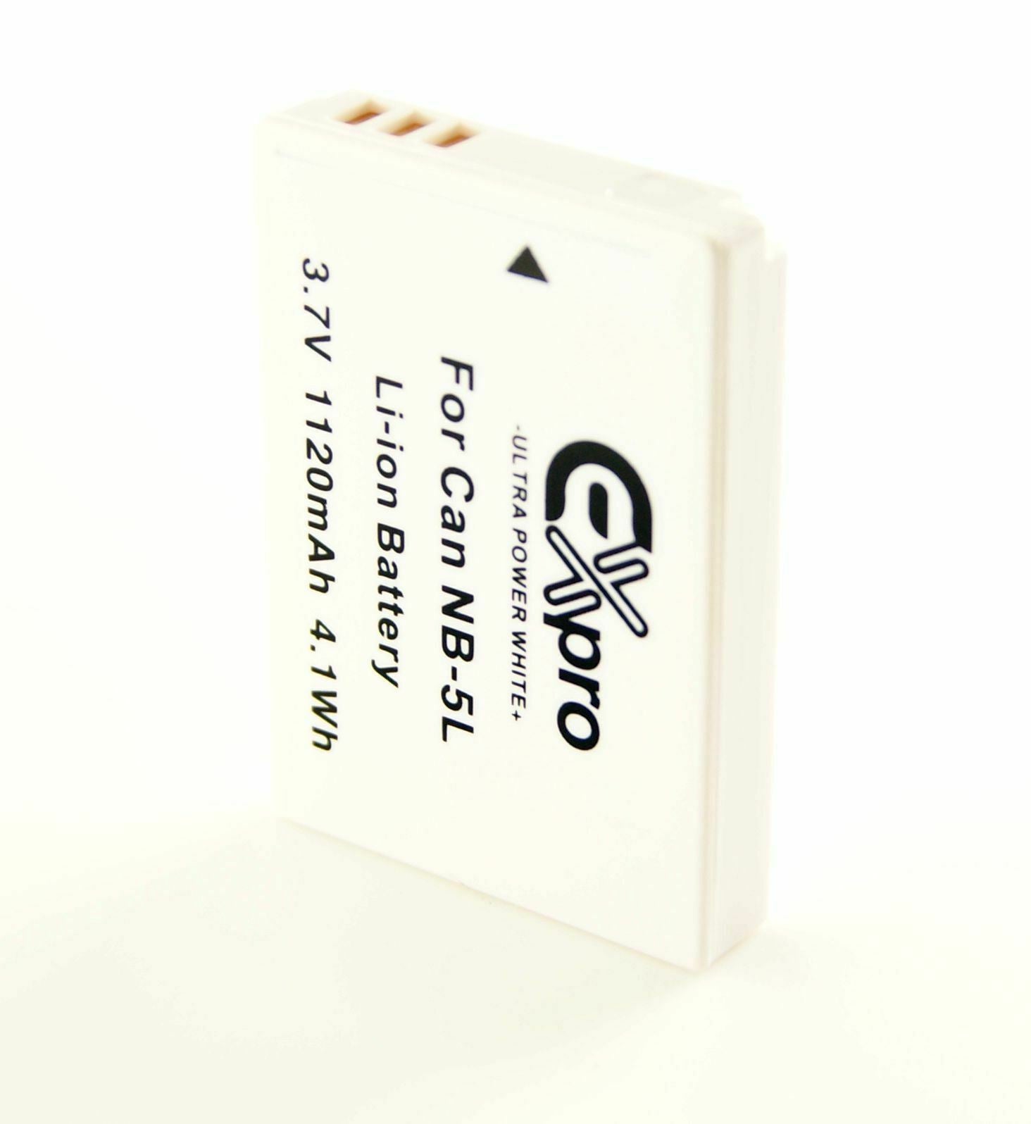 Ex-Pro Canon NB-5L, NB5L Canon White Series Li-on Digital Camera Battery