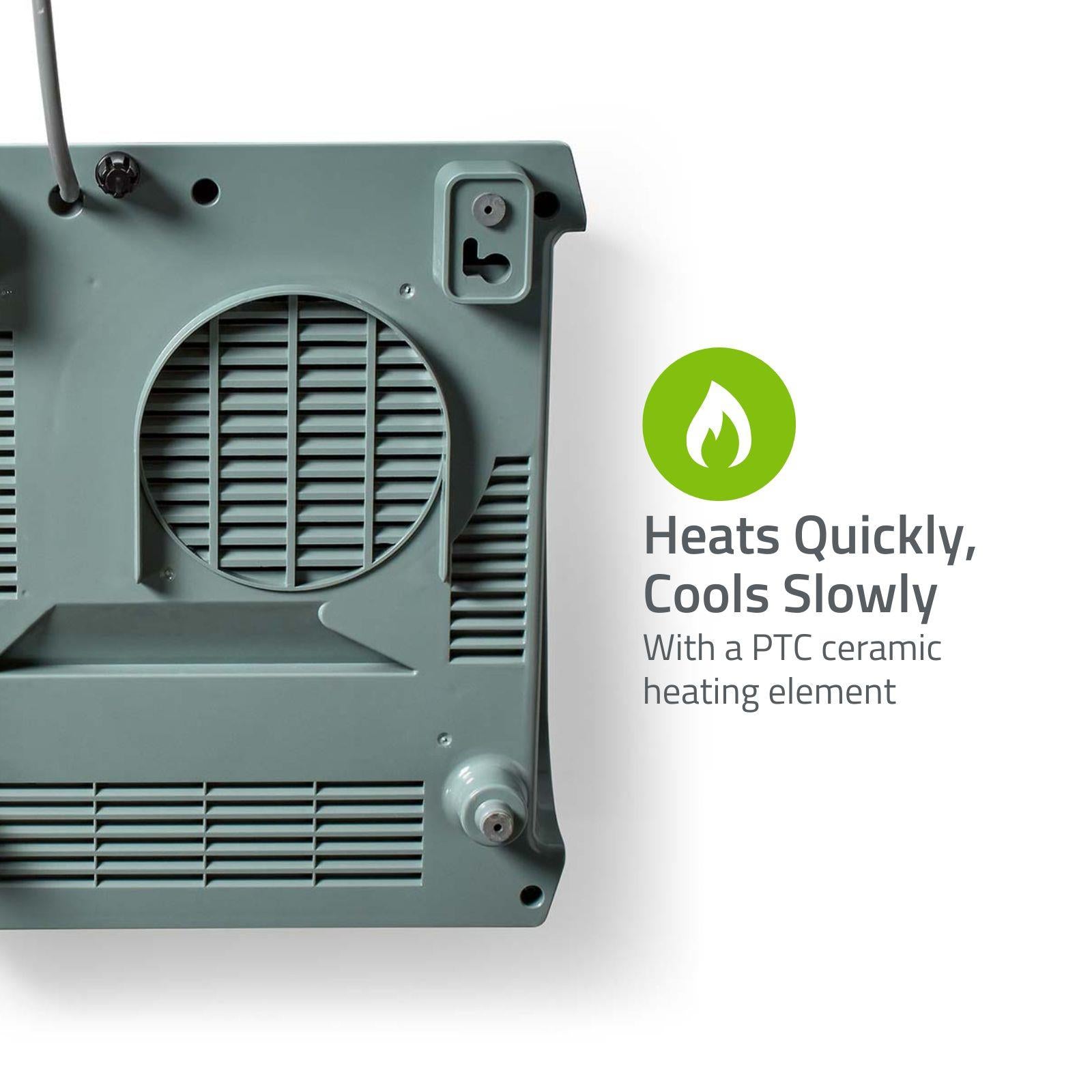 Nedis Bathroom Fan Heater, 2kW, Wall Mounted, with LED Display, 2 Heat Power Settings, 7 Day Timer and Remote Control, White