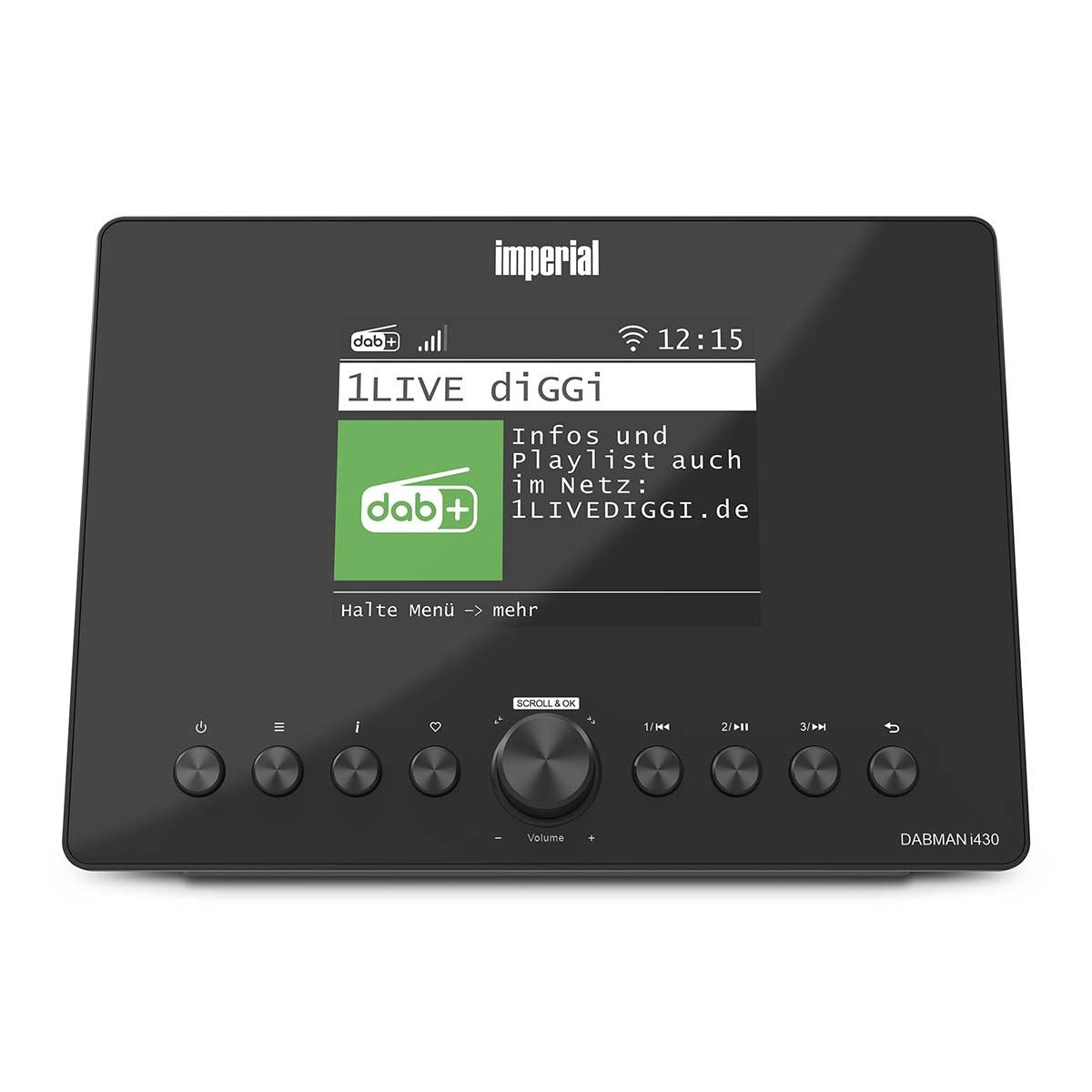 Imperial DABMAN i430BK Hybrid Radio Adapter - DAB+ FM Internet Radio, Bluetooth Transmit & Receive, WiFi Ethernet, 3.2 Inch Display, Streaming Services