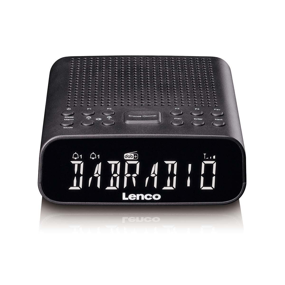Lenco DAB+ FM Alarm Clock Radio with Bluetooth® Speaker, Large Dimmable LCD Display | Black
