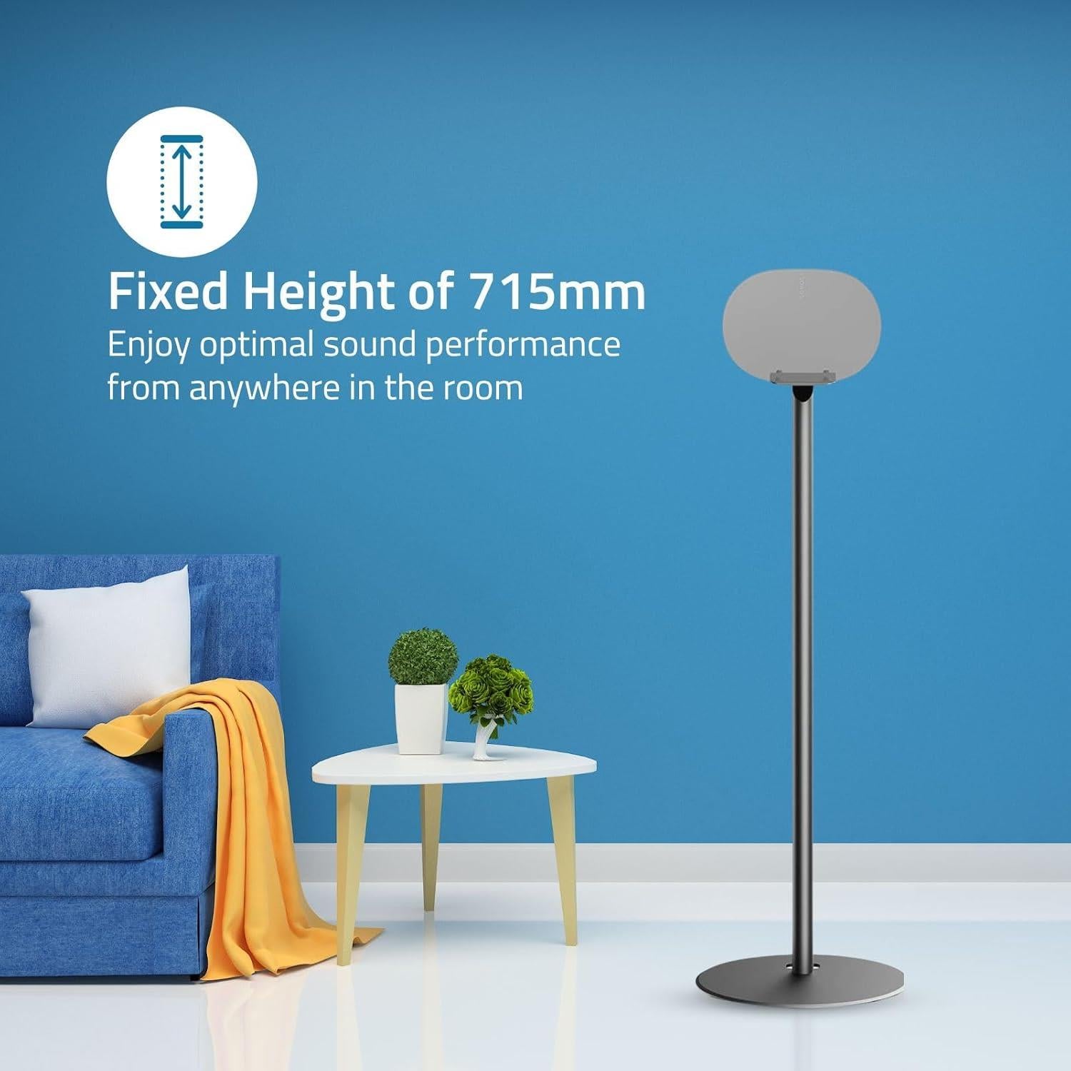 Nedis Speaker Stand Mount for Sonos Era 300, Fixed Height, Max. Capacity 5kg (Single Stand) - Black