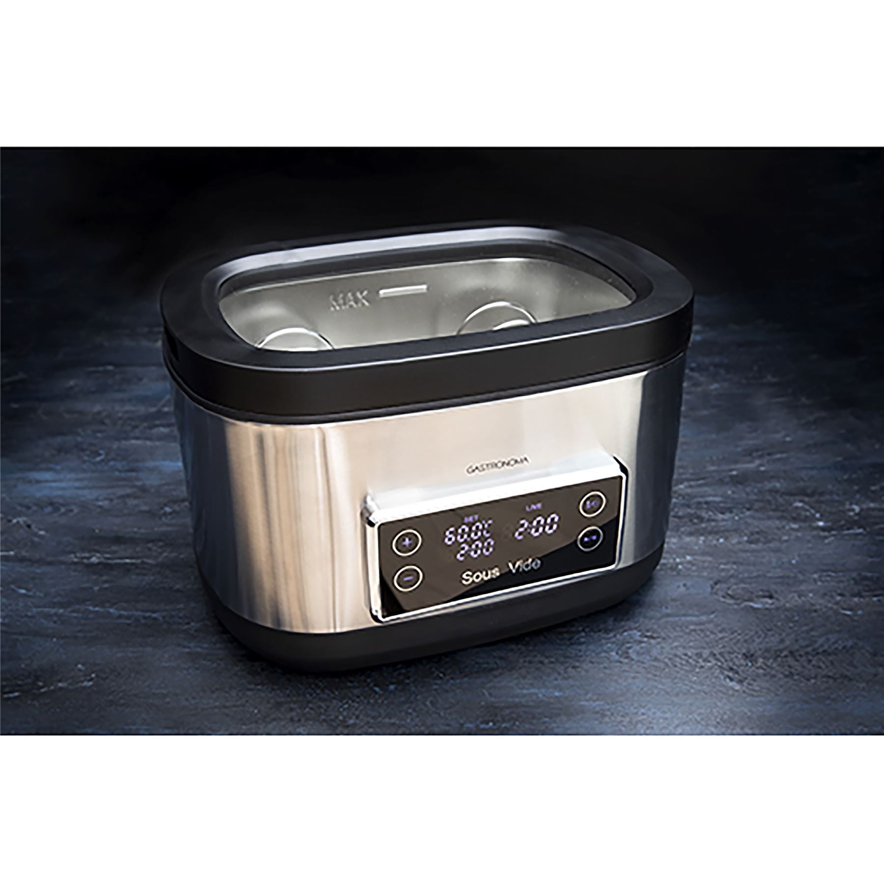 Gastronoma Sous Vide 7.6L 700W, "French Under Vacuum Cooking" Cooker with LCD Timer, Healthier Juicery and Flavoursome, Stainless Steel / Black