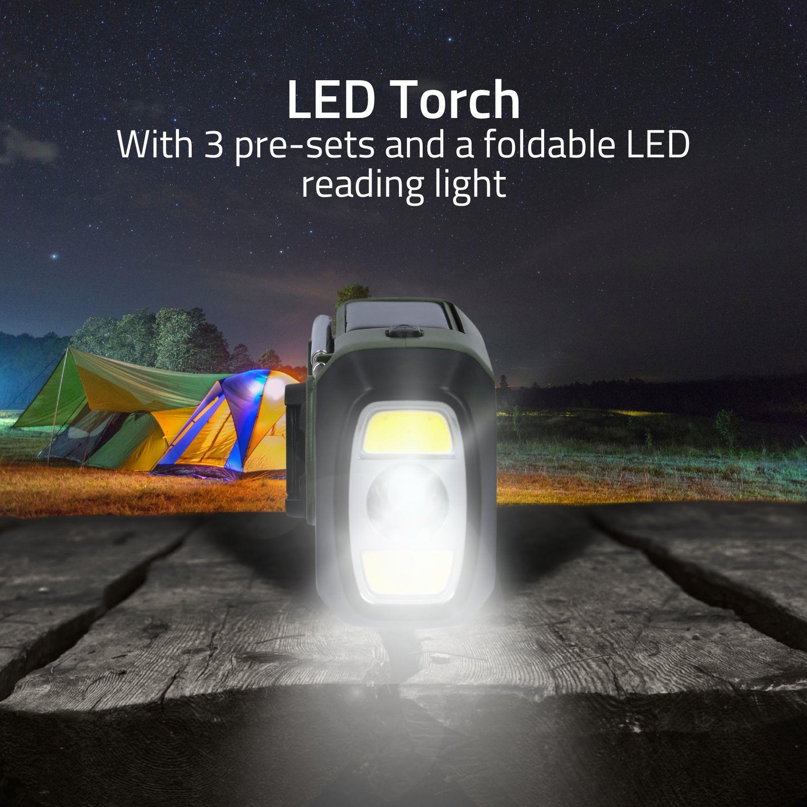 Nedis Portable Emergency DAB+/FM Wind Up Radio with Solar Panel & Hand Crank, with 2500mAh Rechargeable USB Power Bank, LED Torch & SOS Alarm, for Camping, Hiking & Outdoor