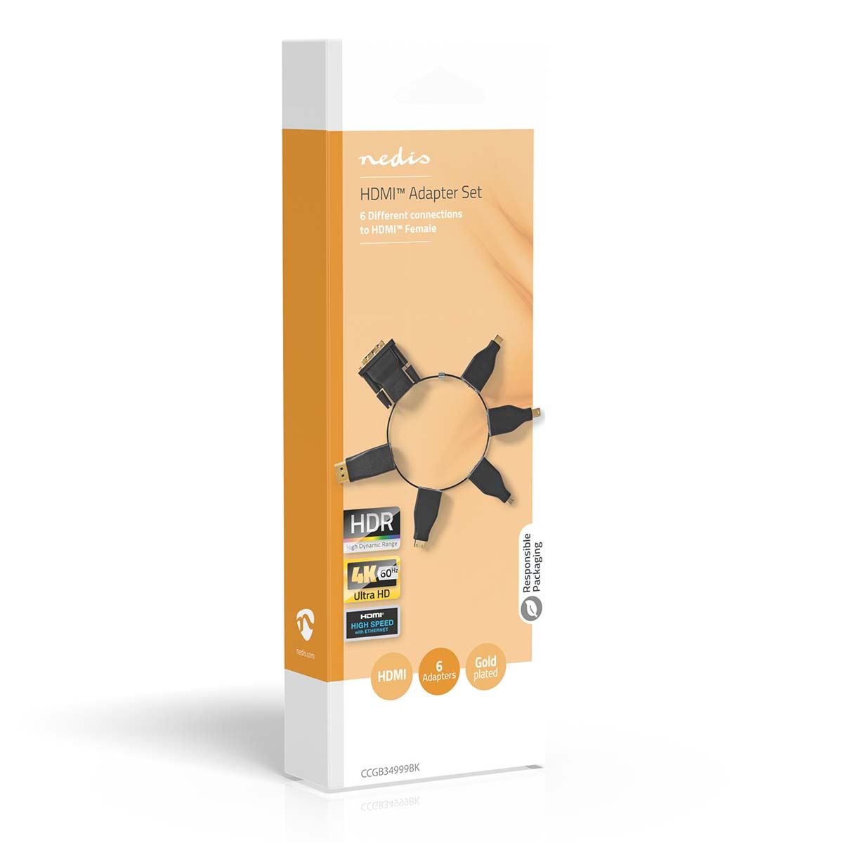 Nedis HDMI™ Adapter | DisplayPort Male / DVI-D 24+1-Pin Male / HDMI™ Micro Connector / HDMI™ Mini Connector / Mini DisplayPort Male / USB-C™ Male | HDMI™ Output | Gold Plated | Straight | PVC | Black | 1 pcs | Box