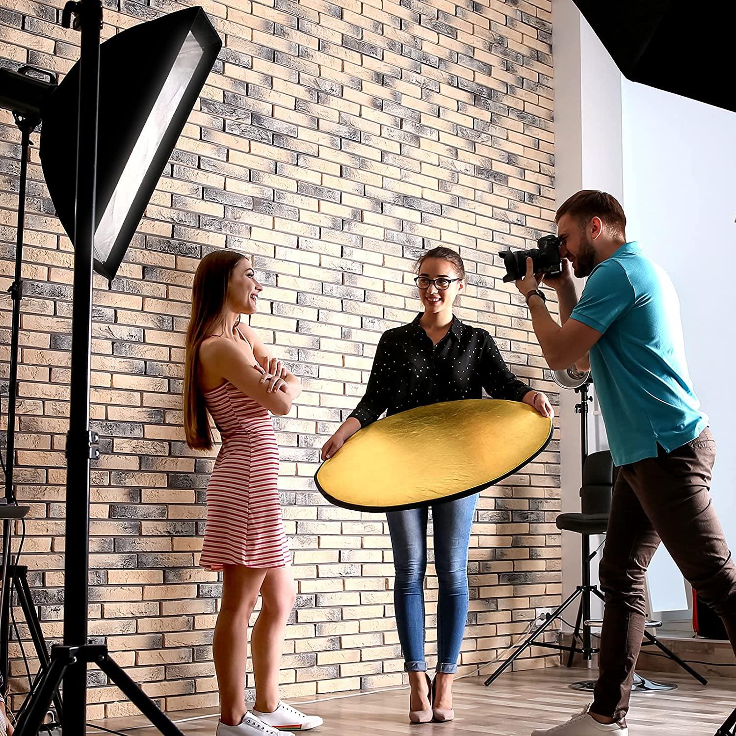 Ex-Pro 7 -in- 1 Photographic Light Reflector - 23" (58cm) Silver, Gold, Silver/Gold, White, Green, Blue & Translucent, Collapsible.