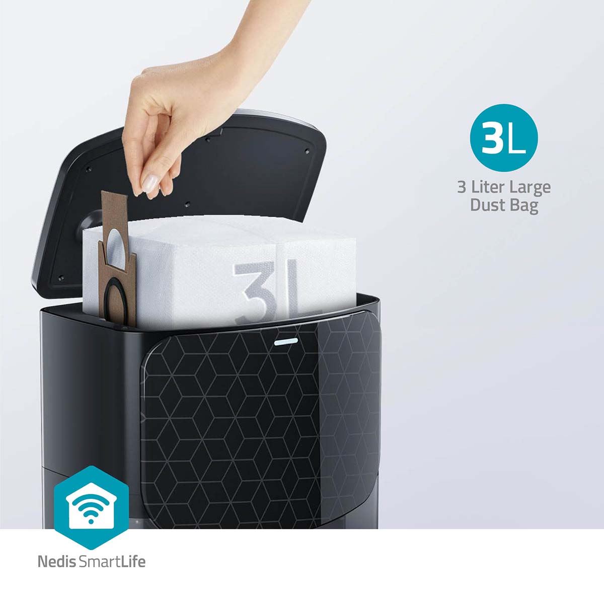 Nedis SmartLife Robot Vacuum Cleaner | Laser Navigation | Wi-Fi | Capacity collection reservoir: 0.6 l | Automatic charging | Maximum operating time: 3 hrs | Black | Android™ / IOS