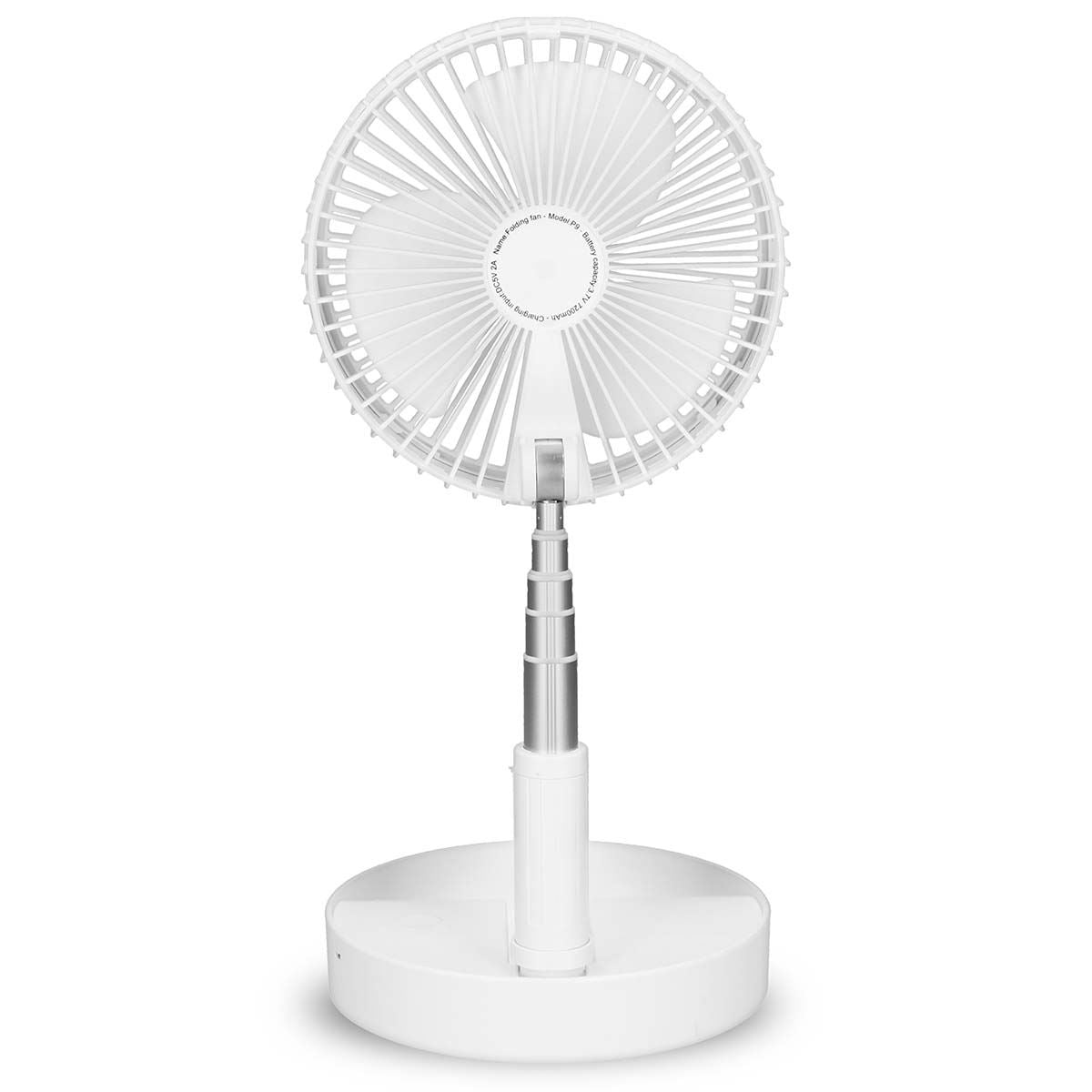Trebs 8" 20cm Portable Standing Fan, 19 Hr Run-Time USB Rechargeable Battery Operated Floor Table Desk Fan, 4 Speed Settings Pedestal Fans for Bedroom Office Camping Fishing Travel - White