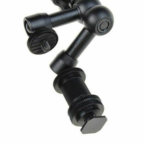 Ex-Pro 7" Magic Friction Articulating Arm with Hot Shoe Mount & Camera Mount for DSLR Camera - Black