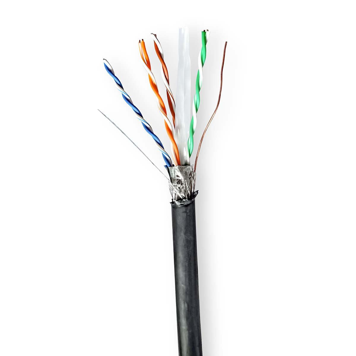 Nedis Network Cable Roll | CAT6 | Solid | S/FTP | Copper | 305.0 m | Outdoor | Round | PE | Black | Pull Box