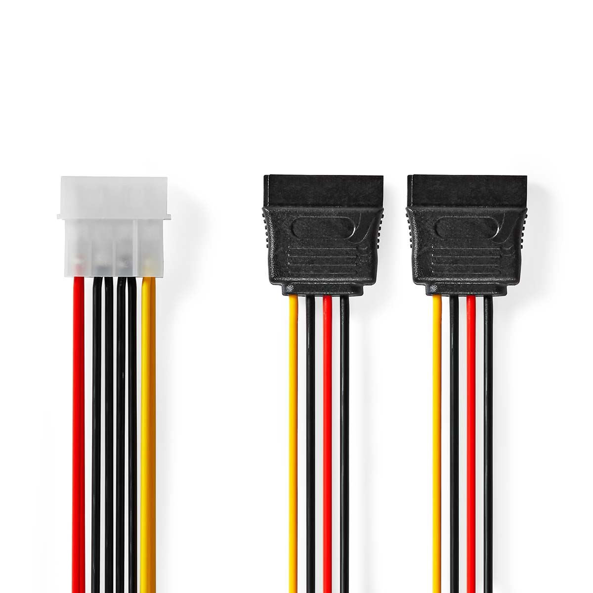 Nedis Internal Power cable | Molex Male | 2x SATA 15-Pin Female | Gold Plated | 0.15 m | Round | PVC | Multi Colour | Box