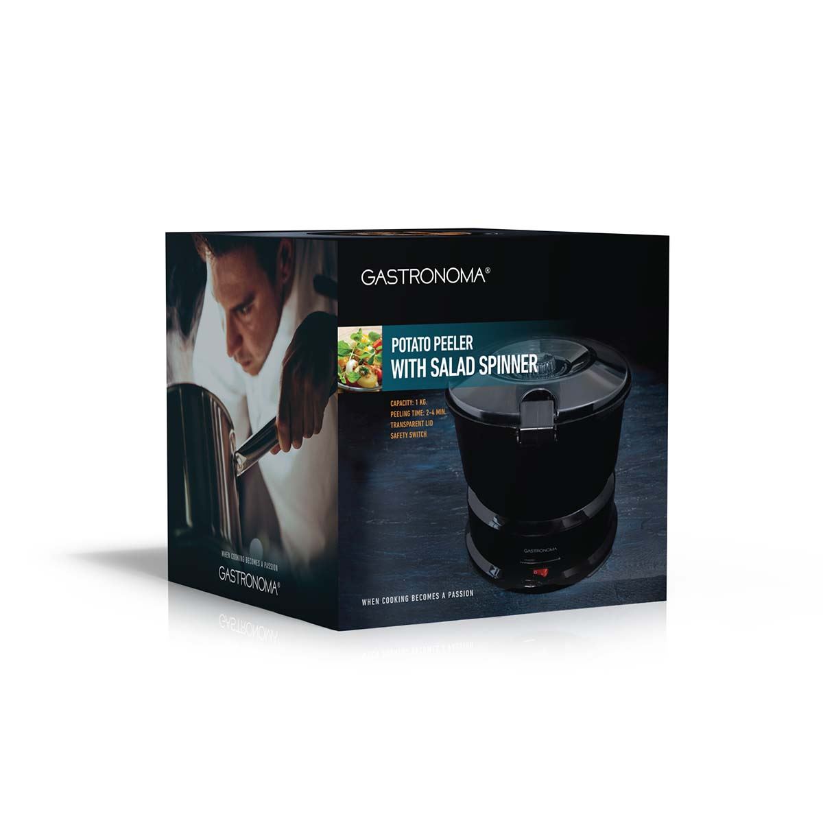 Gastronoma 85W Electric Potato Peeler Machine 1KG Potato Rumbler Electric with Container for Peeling Potatoes and Spin Drier Salad/Vegetables to Remove Excess Water