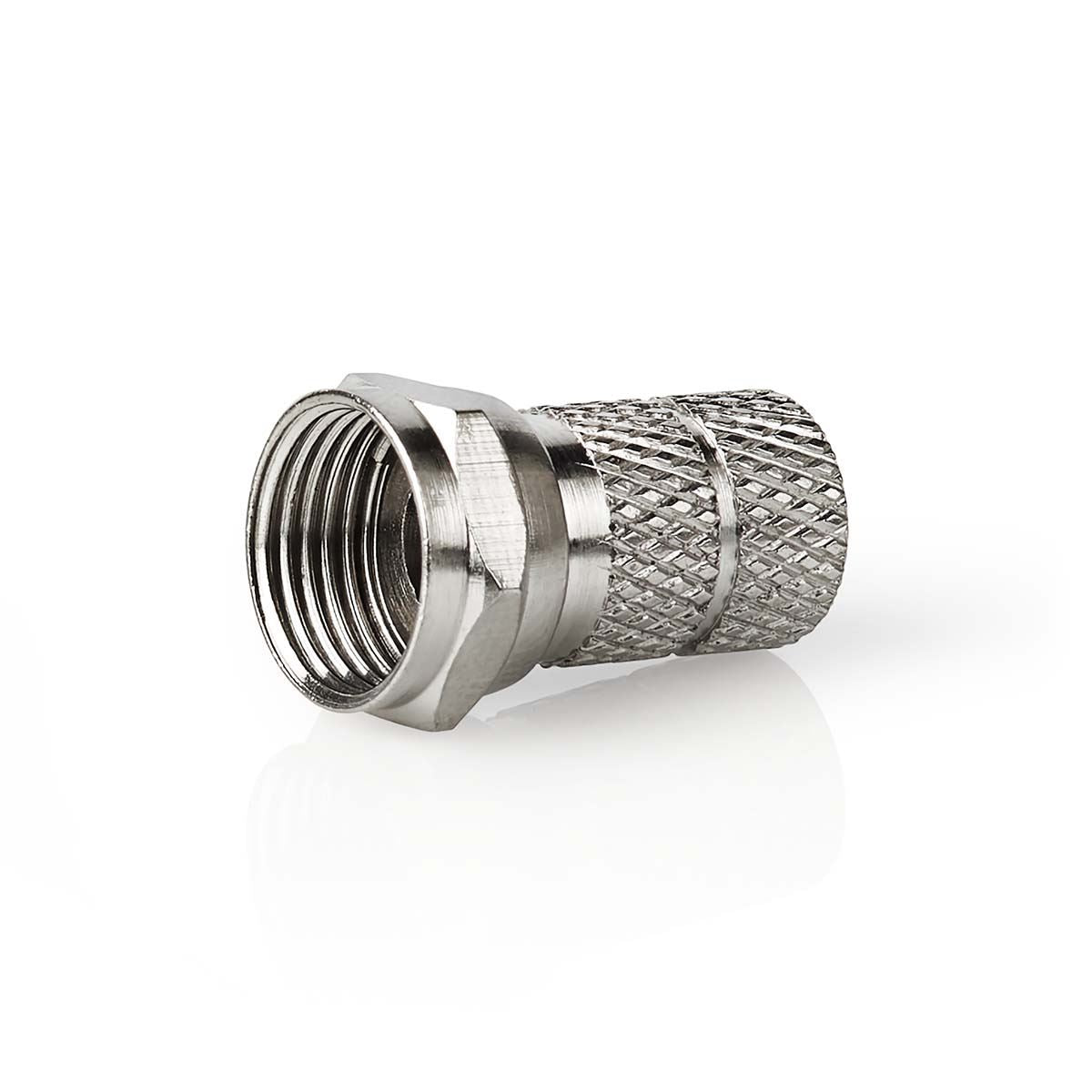 Nedis F-Connector | Straight | Male | Nickel Plated | 75 Ohm | Twist-on | Cable input diameter: 7.0 mm | Zinc Alloy | Silver | 5 pcs | Box