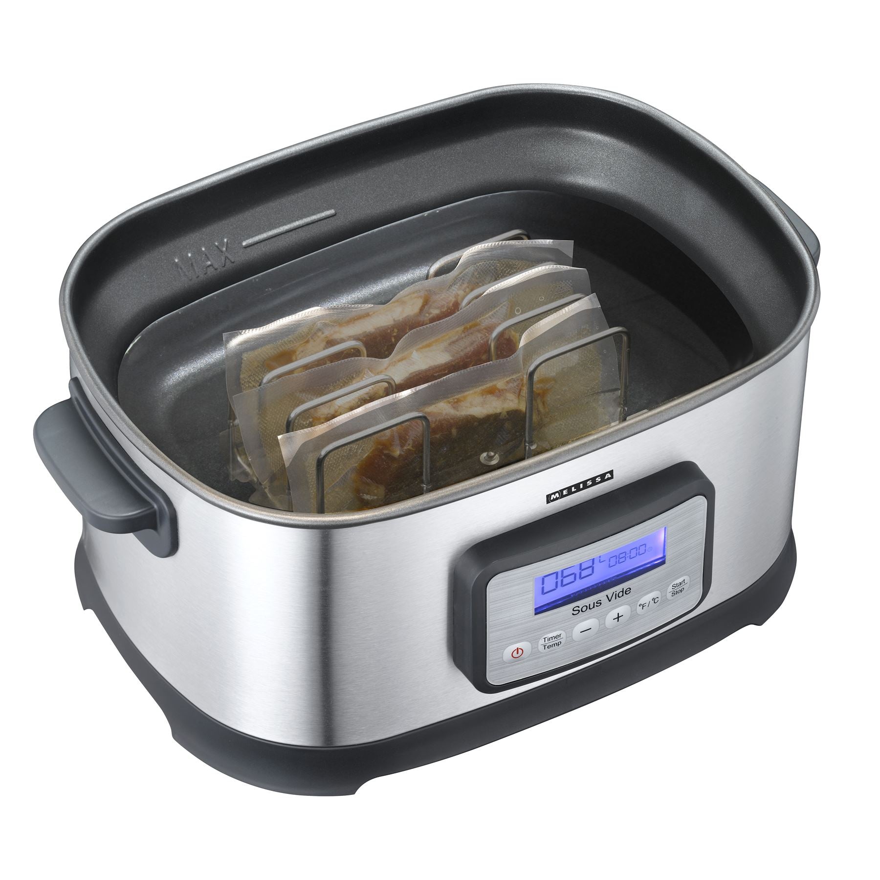 MELISSA Le-France Sous Vide 6L 520W, "French Under Vacuum Cooking" Cooker with LCD Timer, Healthier Juicery and Flavoursome, Stainless Steel / Black