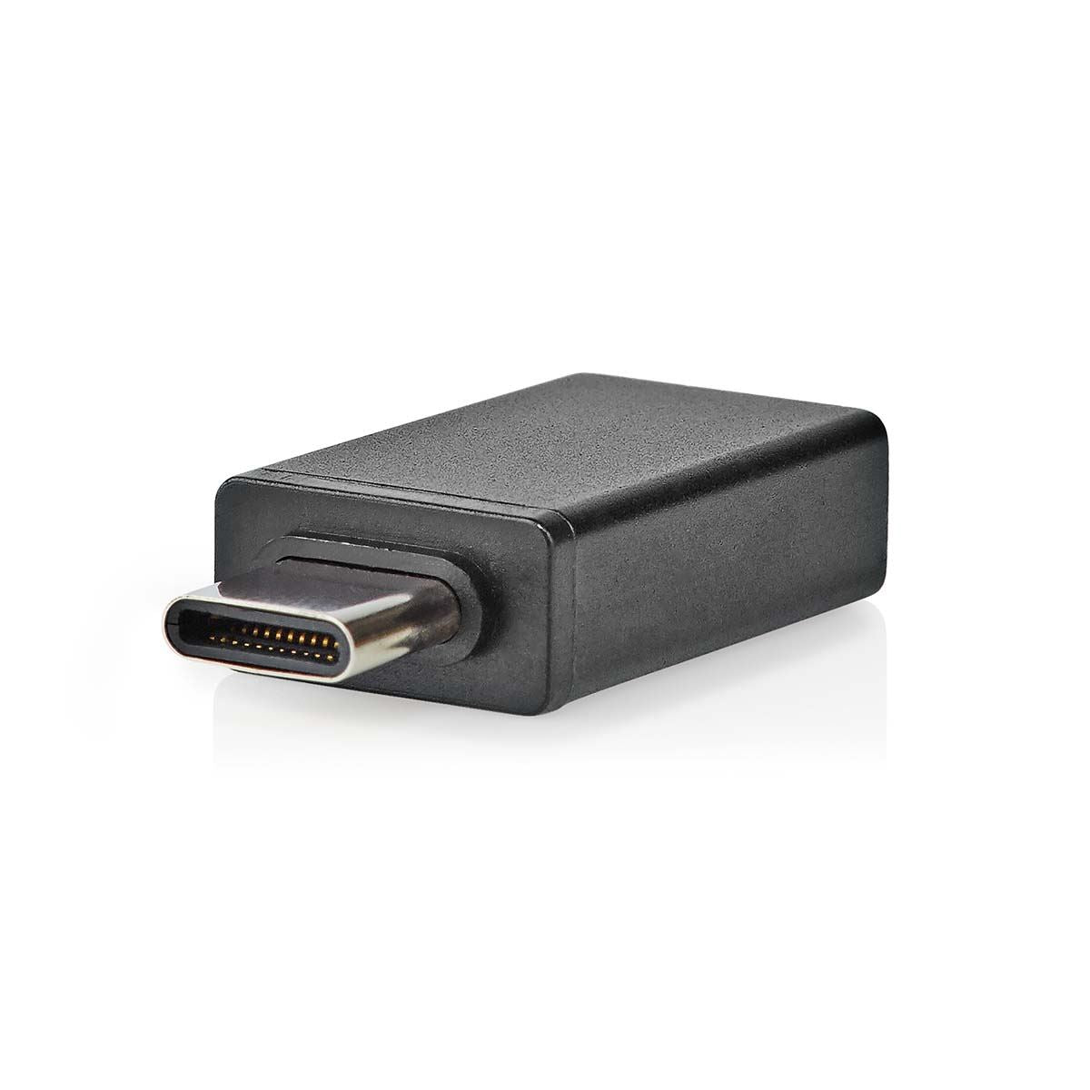 Nedis USB-C™ Adapter | USB 3.2 Gen 1 | USB-C™ Male | USB-A Female | 5 Gbps | OTG | Round | Nickel Plated | Black | Box